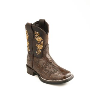 0173CDN Bota Caballo Dorado niño flores